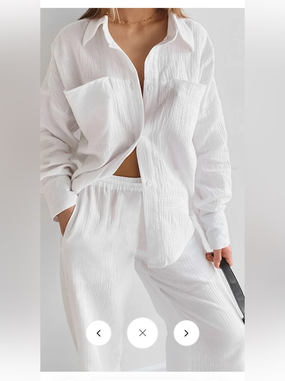 Minimalist Cotton Two Piece Pants Set - White Size Small